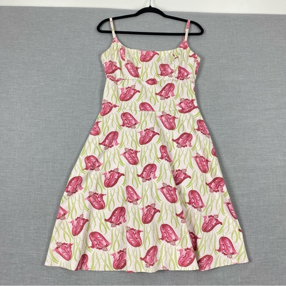 Lucy Lucy Love Pink Tulip Dress Size Large Spaghetti Strap Sundress